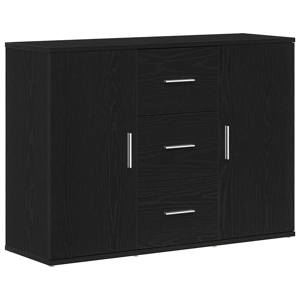 Dressoir 91x29,5x65 cm spaanplaat zwart eikenkleurig is nu te koop bij PeponiXL, paradijselijk wonen!