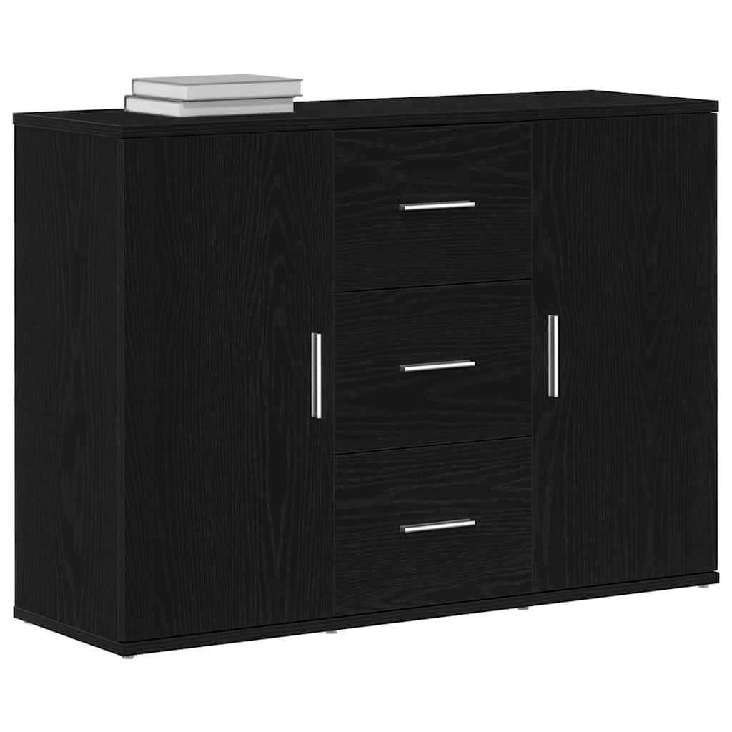 Dressoir 91x29,5x65 cm spaanplaat zwart eikenkleurig is nu te koop bij PeponiXL, paradijselijk wonen!