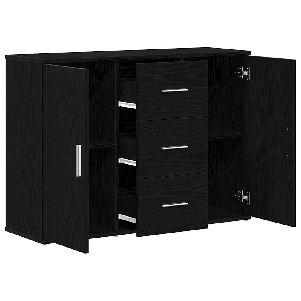 Dressoir 91x29,5x65 cm spaanplaat zwart eikenkleurig is nu te koop bij PeponiXL, paradijselijk wonen!