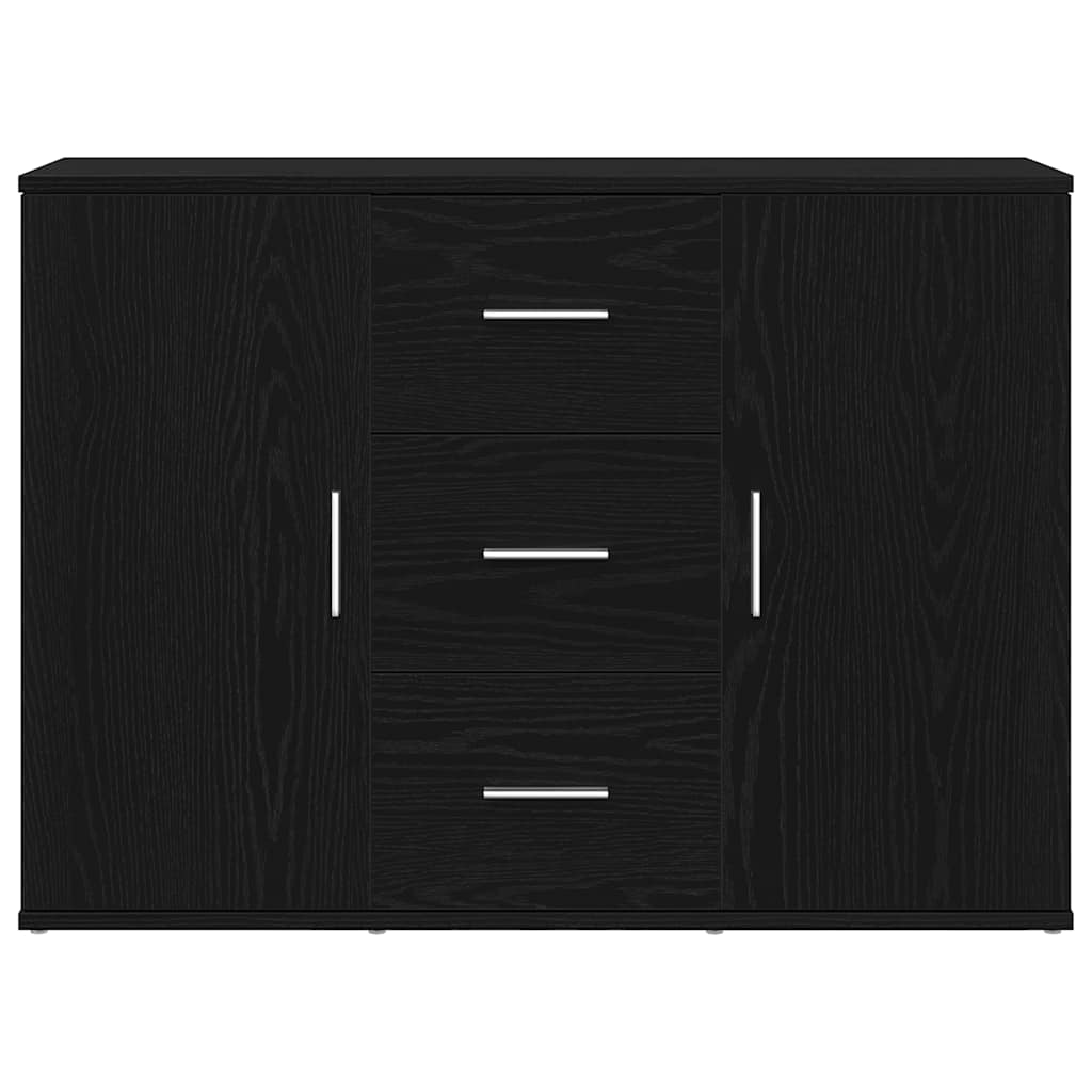 Dressoir 91x29,5x65 cm spaanplaat zwart eikenkleurig is nu te koop bij PeponiXL, paradijselijk wonen!