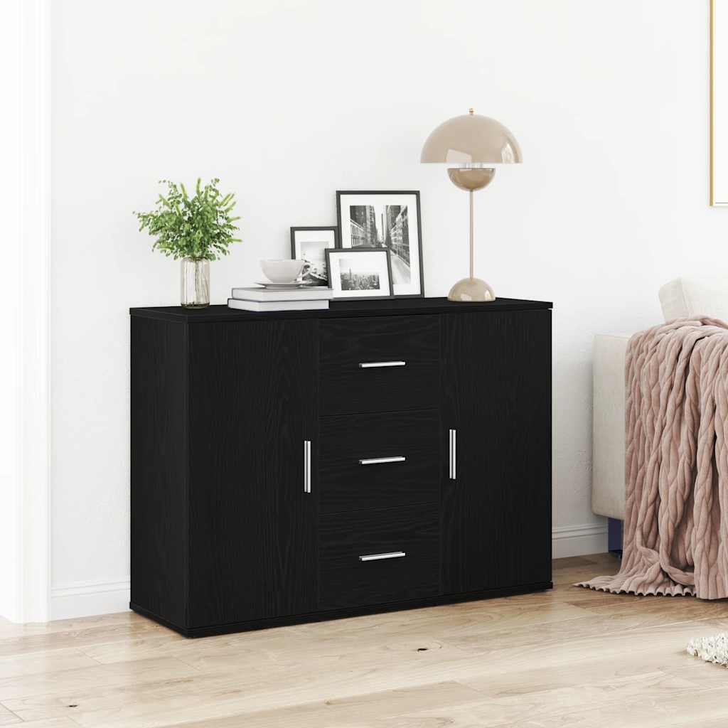 Dressoir 91x29,5x65 cm spaanplaat zwart eikenkleurig is nu te koop bij PeponiXL, paradijselijk wonen!