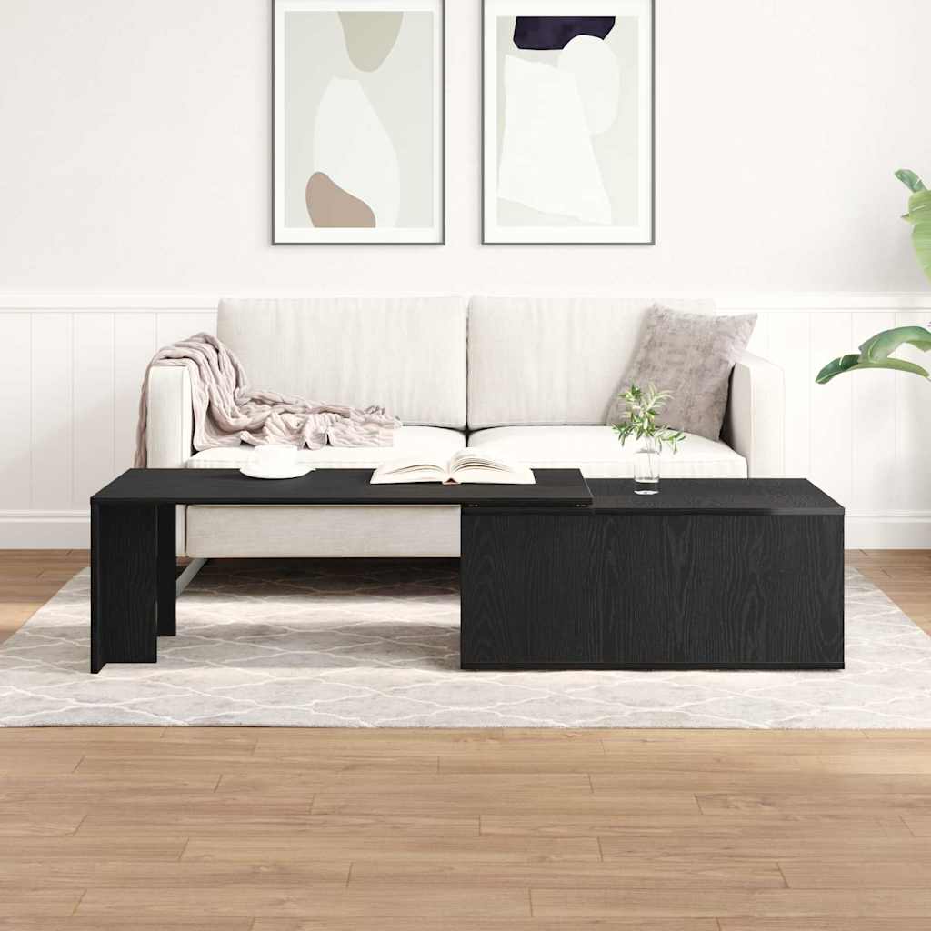 Salontafel Zwart Eiken 150 x 50 x 35 cm Bewerkt hout is nu te koop bij PeponiXL, paradijselijk wonen!