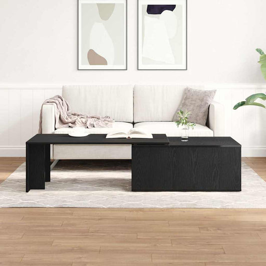 Salontafel Zwart Eiken 150 x 50 x 35 cm Bewerkt hout is nu te koop bij PeponiXL, paradijselijk wonen!