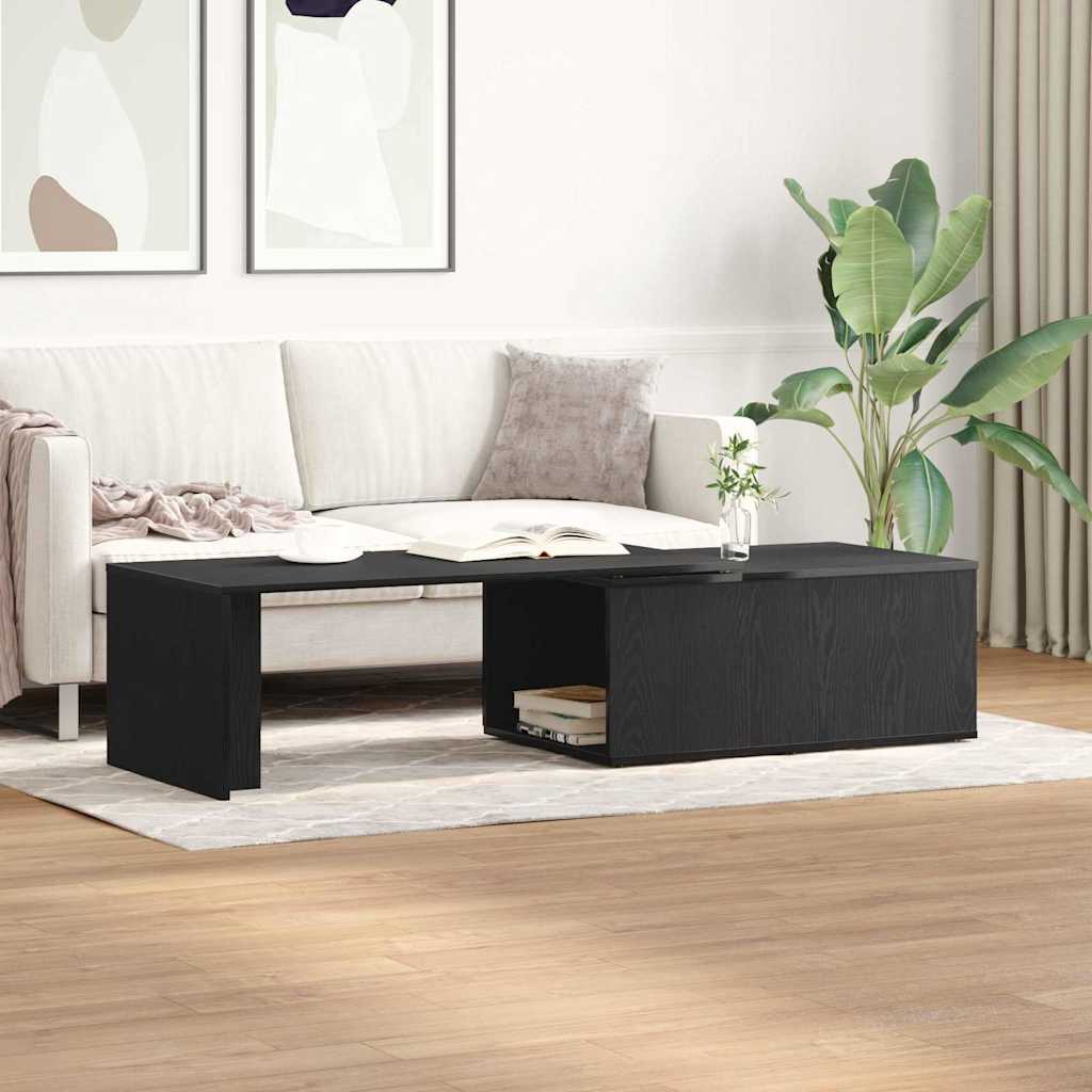 Salontafel Zwart Eiken 150 x 50 x 35 cm Bewerkt hout is nu te koop bij PeponiXL, paradijselijk wonen!
