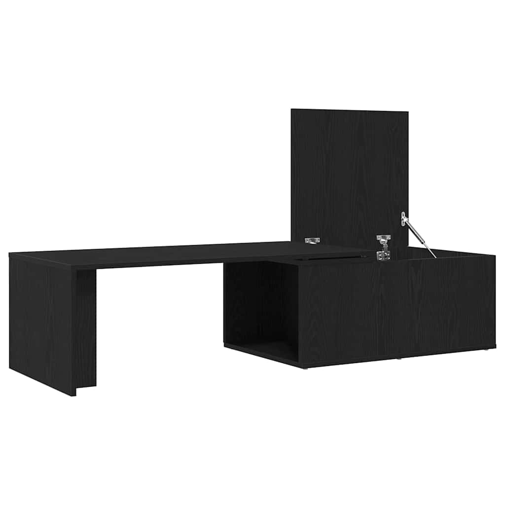Salontafel Zwart Eiken 150 x 50 x 35 cm Bewerkt hout is nu te koop bij PeponiXL, paradijselijk wonen!