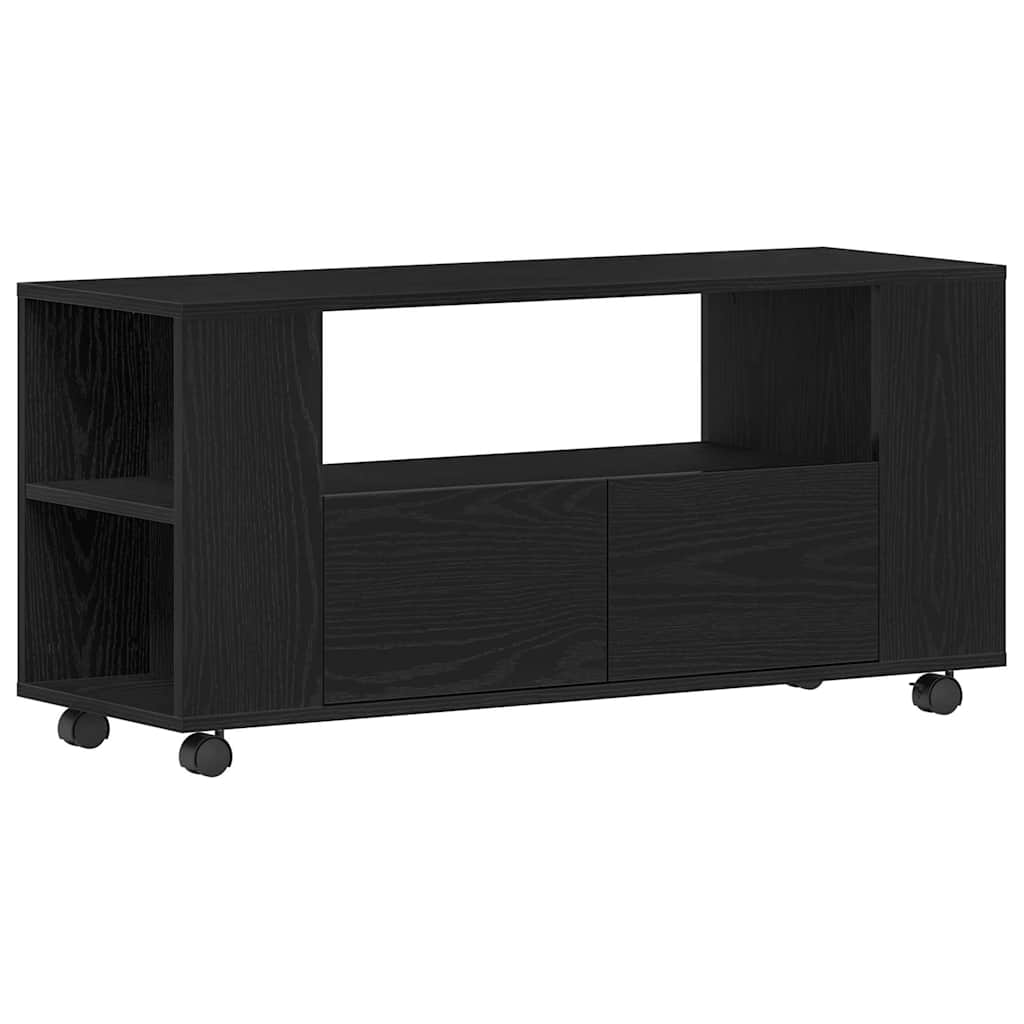 Tv-meubel wielen 102x34,5x43 cm spaanplaat zwart eikenkleurig is nu te koop bij PeponiXL, paradijselijk wonen!