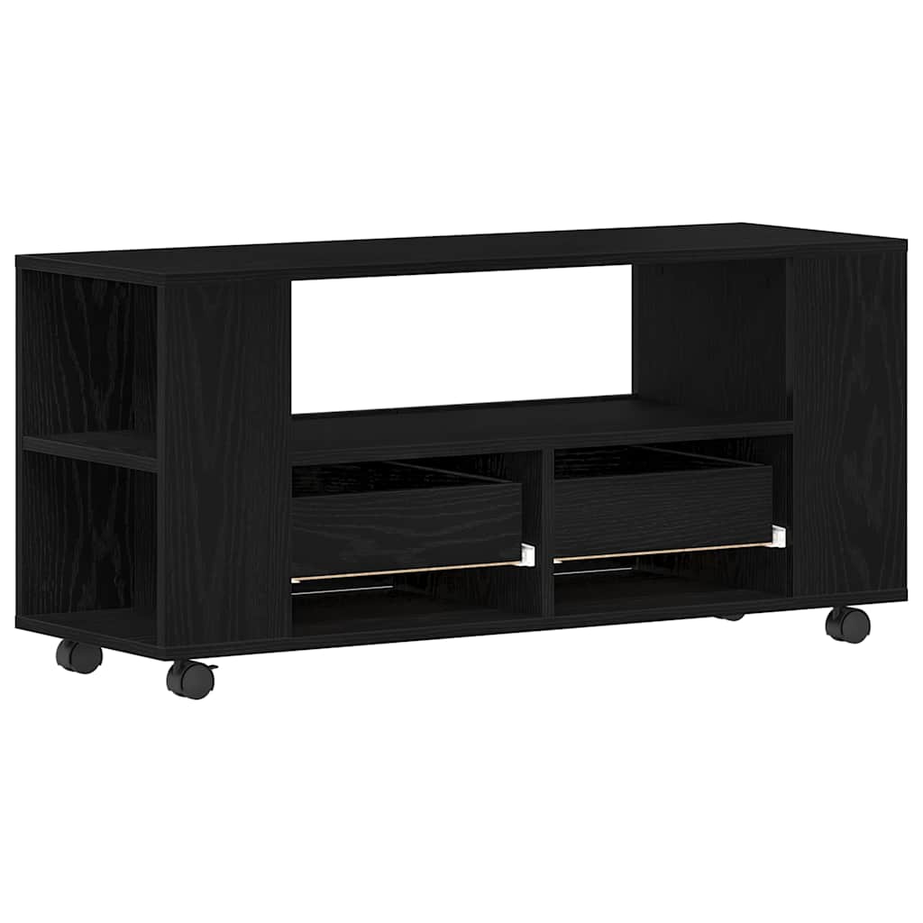 Tv-meubel wielen 102x34,5x43 cm spaanplaat zwart eikenkleurig is nu te koop bij PeponiXL, paradijselijk wonen!