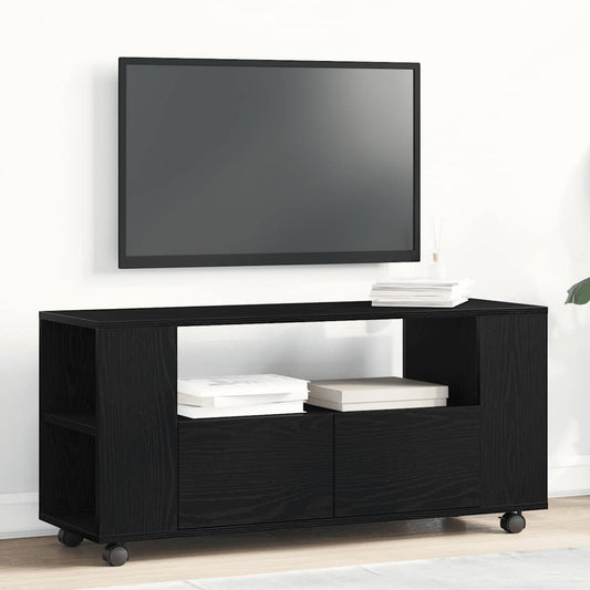Tv-meubel wielen 102x34,5x43 cm spaanplaat zwart eikenkleurig is nu te koop bij PeponiXL, paradijselijk wonen!