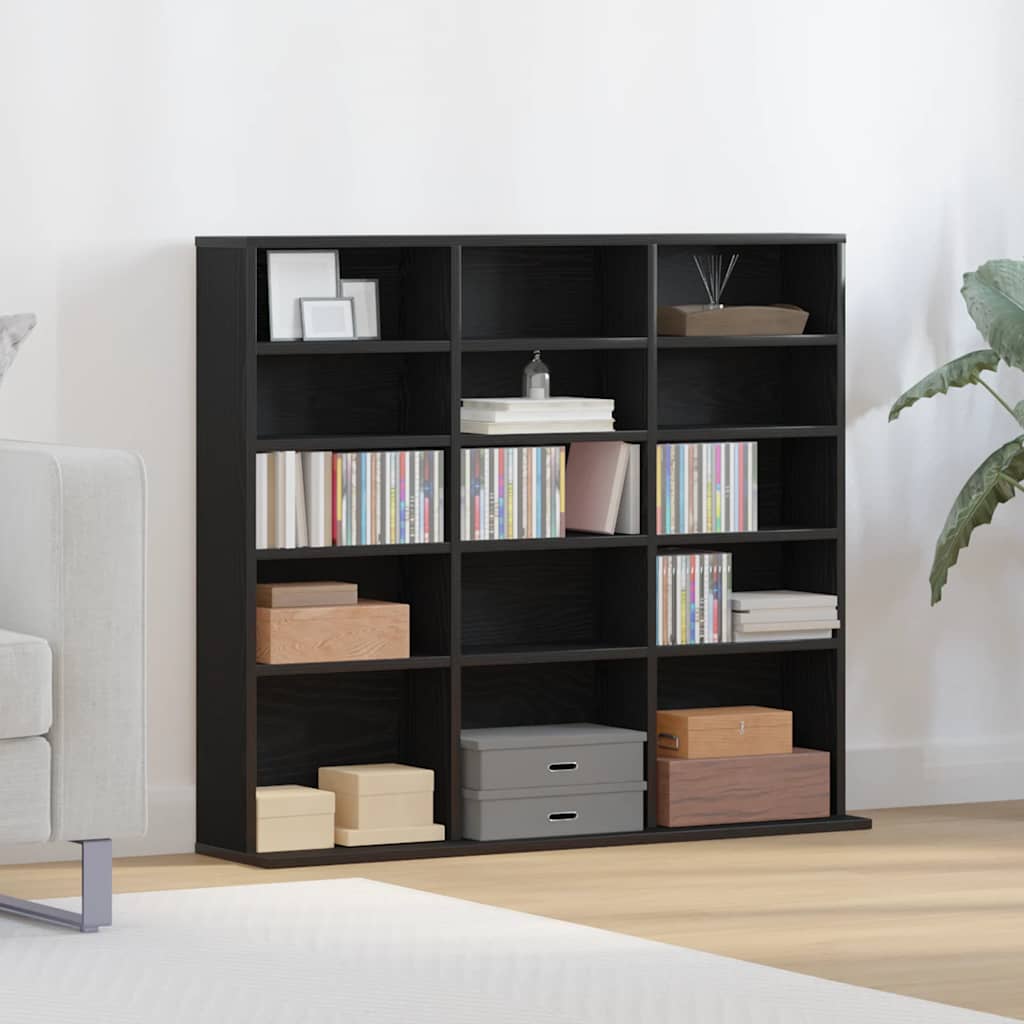 CD-kast 100x23x89,5 cm bewerkt hout zwart eikenkleurig is nu te koop bij PeponiXL, paradijselijk wonen!