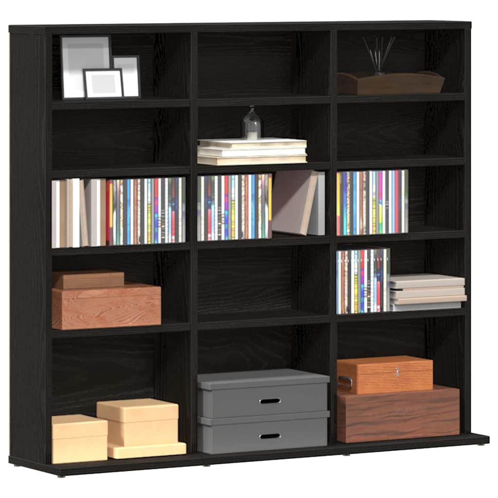 CD-kast 100x23x89,5 cm bewerkt hout zwart eikenkleurig is nu te koop bij PeponiXL, paradijselijk wonen!