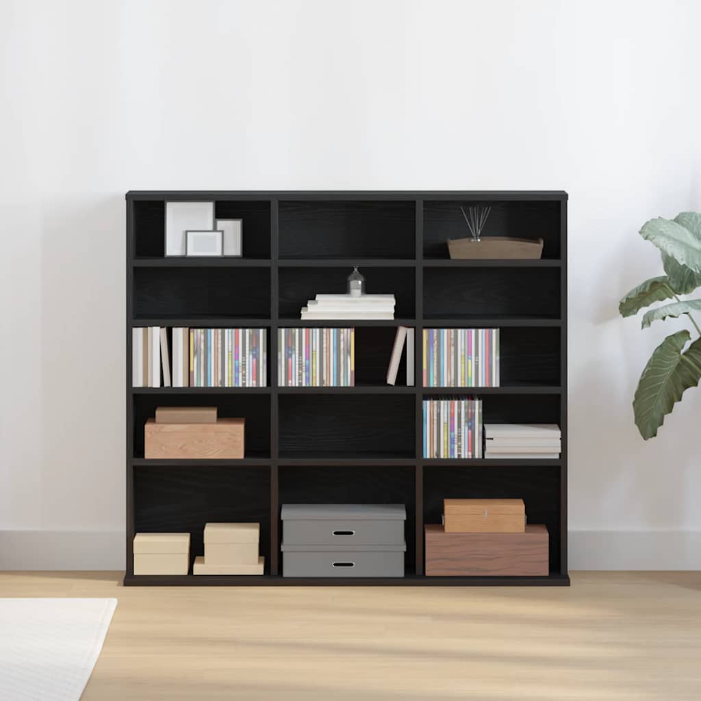 CD-kast 100x23x89,5 cm bewerkt hout zwart eikenkleurig is nu te koop bij PeponiXL, paradijselijk wonen!