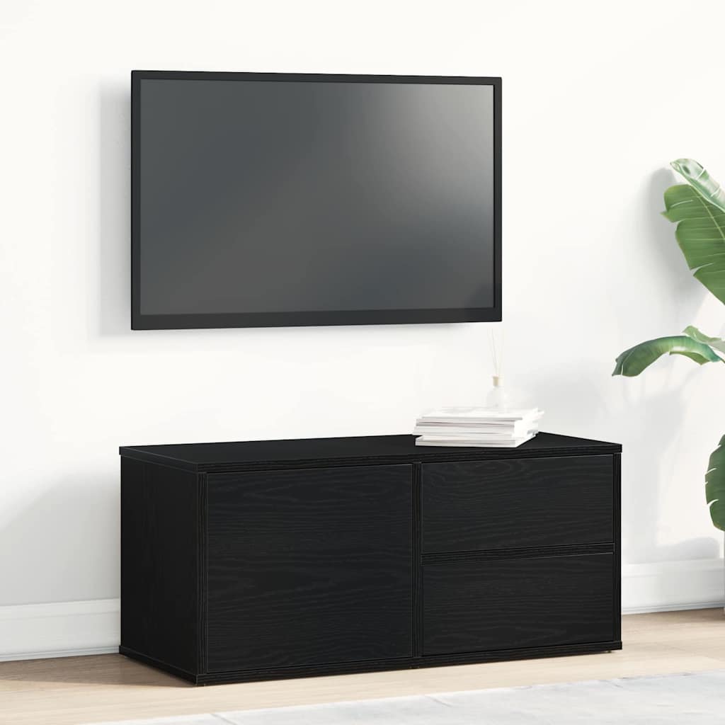 TV-kast met lade Zwart Eiken 80 x 34 x 36 cm Bewerkt hout is nu te koop bij PeponiXL, paradijselijk wonen!