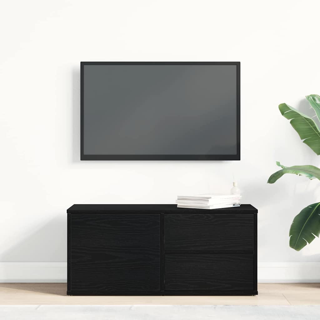 TV-kast met lade Zwart Eiken 80 x 34 x 36 cm Bewerkt hout is nu te koop bij PeponiXL, paradijselijk wonen!
