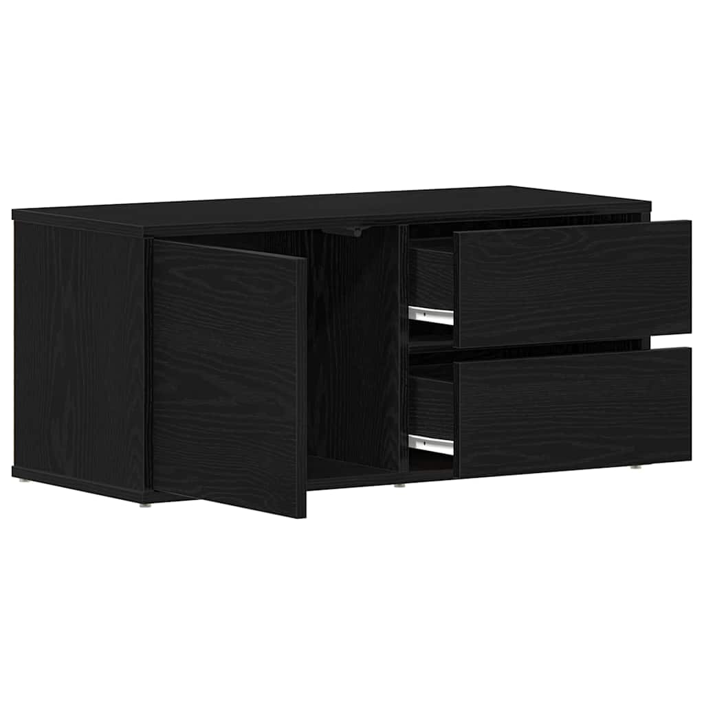 TV-kast met lade Zwart Eiken 80 x 34 x 36 cm Bewerkt hout is nu te koop bij PeponiXL, paradijselijk wonen!