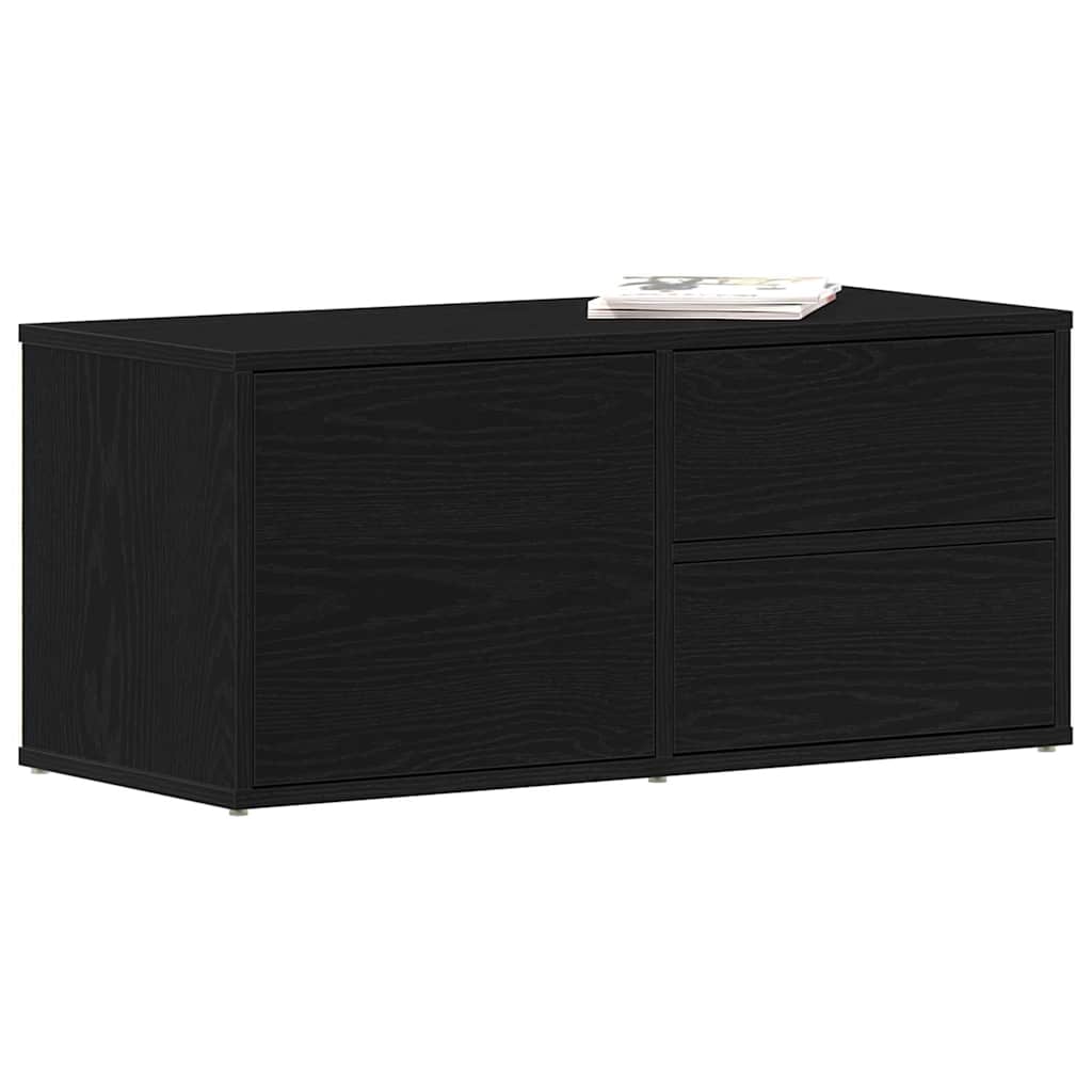 TV-kast met lade Zwart Eiken 80 x 34 x 36 cm Bewerkt hout is nu te koop bij PeponiXL, paradijselijk wonen!
