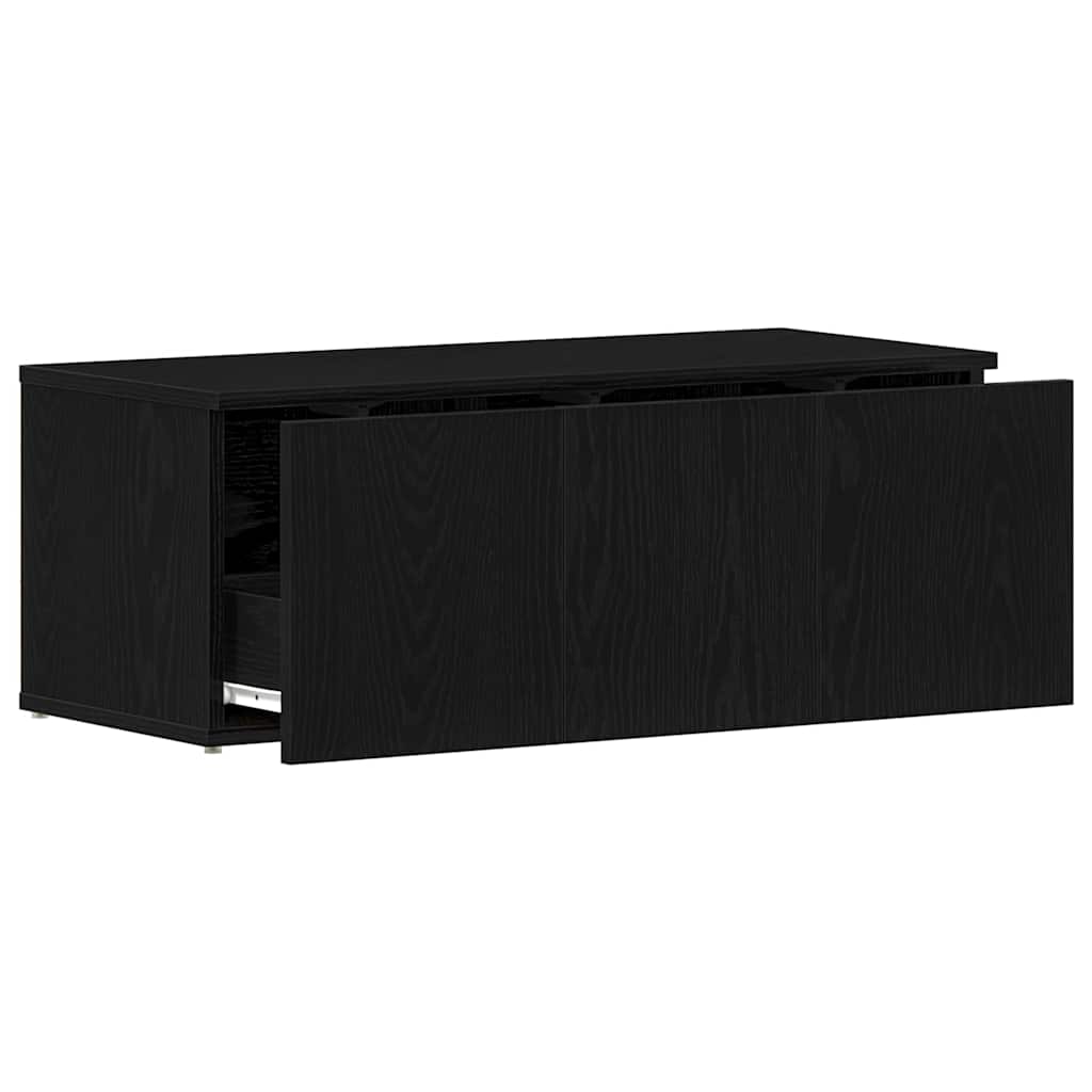 TV-kast met lade Zwart Eiken 80x34x30 cm Bewerkt hout is nu te koop bij PeponiXL, paradijselijk wonen!