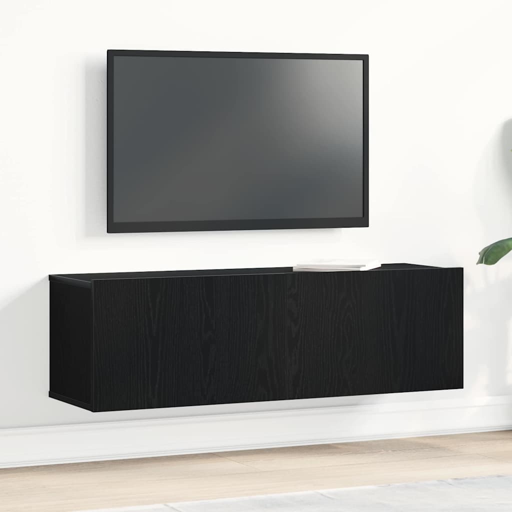 TV-kast Zwart Eiken 100 x 30 x 30 cm Bewerkt hout is nu te koop bij PeponiXL, paradijselijk wonen!