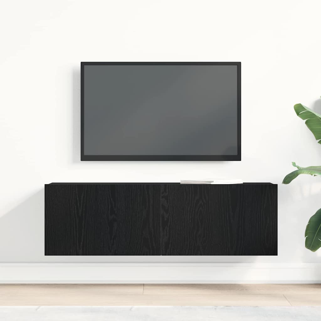 TV-kast Zwart Eiken 100 x 30 x 30 cm Bewerkt hout is nu te koop bij PeponiXL, paradijselijk wonen!