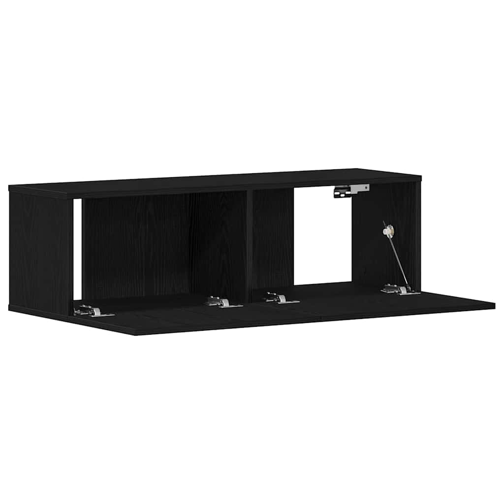 TV-kast Zwart Eiken 100 x 30 x 30 cm Bewerkt hout is nu te koop bij PeponiXL, paradijselijk wonen!