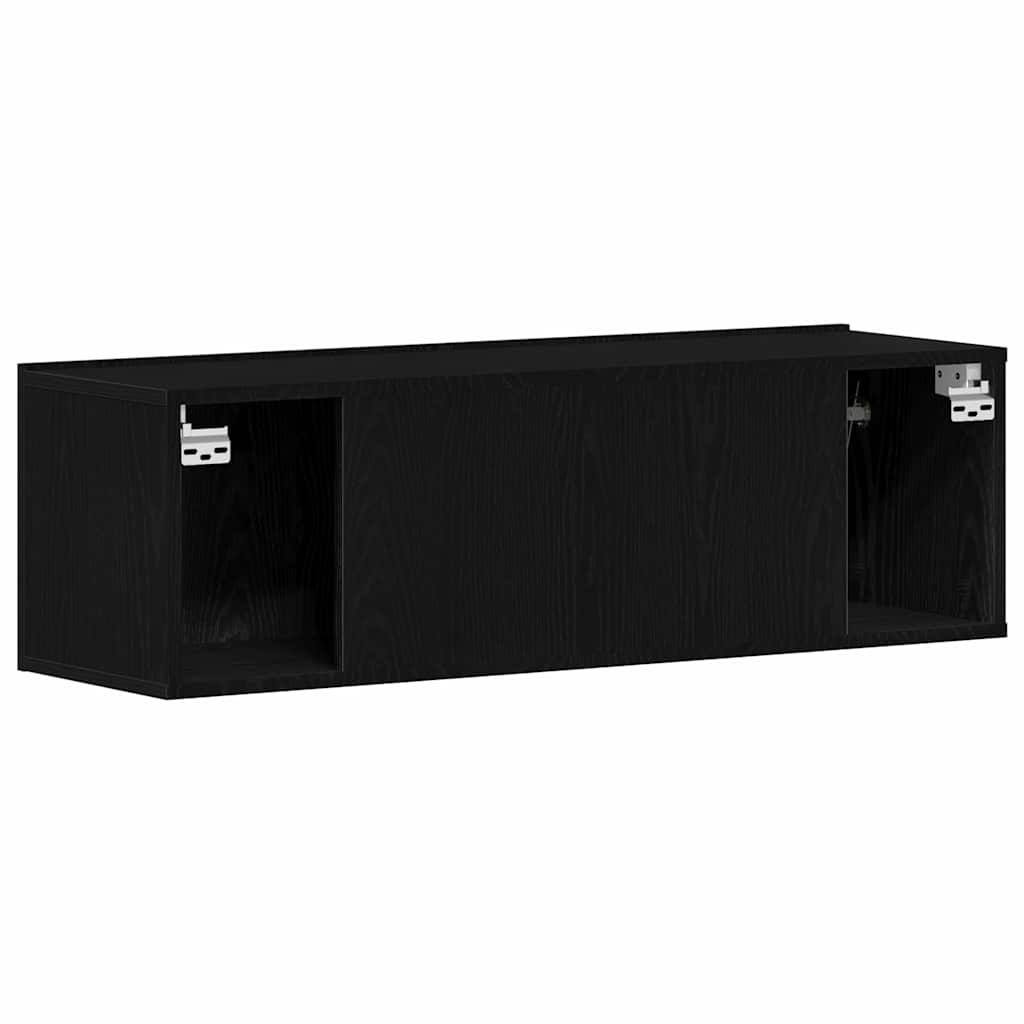 TV-kast Zwart Eiken 100 x 30 x 30 cm Bewerkt hout is nu te koop bij PeponiXL, paradijselijk wonen!