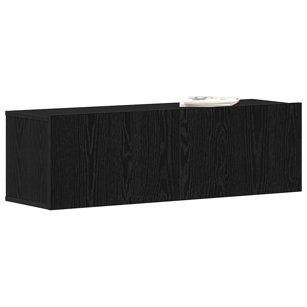 TV-kast Zwart Eiken 100 x 30 x 30 cm Bewerkt hout is nu te koop bij PeponiXL, paradijselijk wonen!