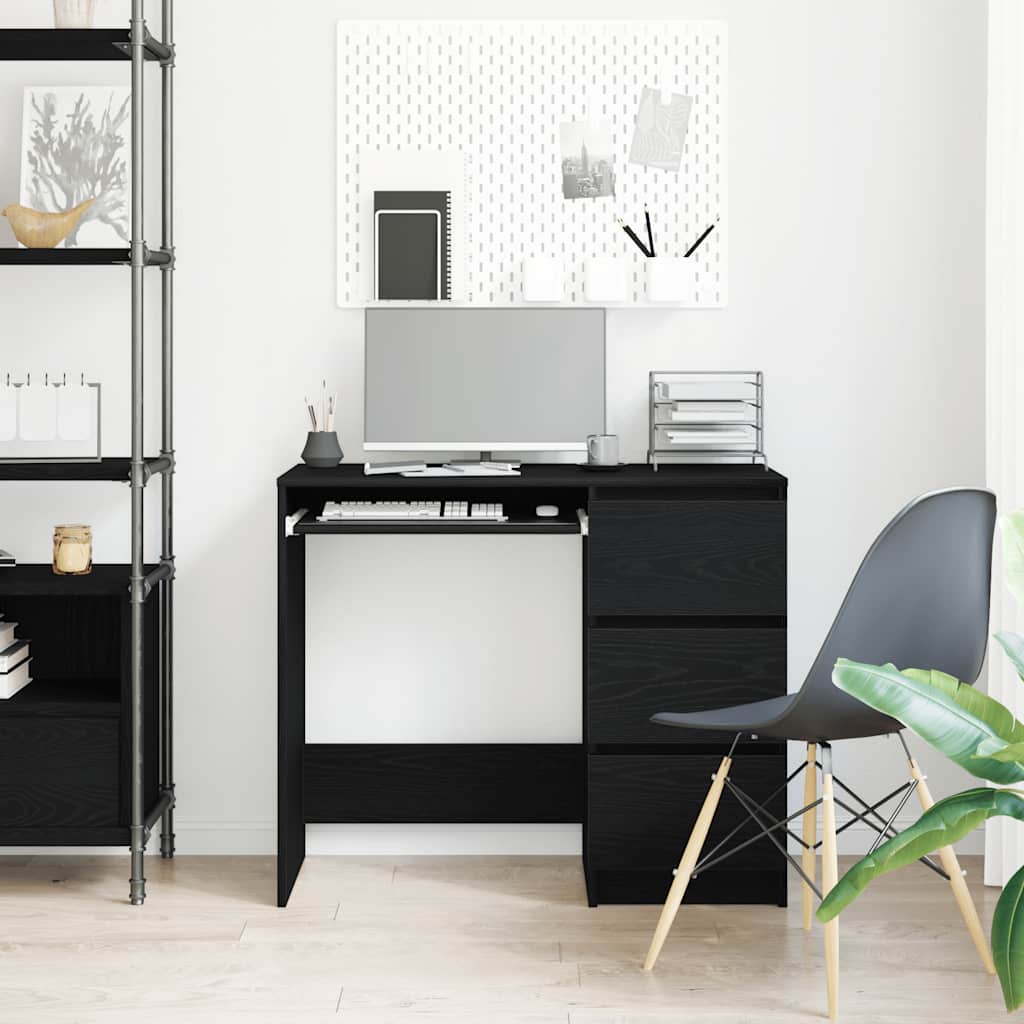 Bureau 90x45x76 cm spaanplaat zwart eikenkleurig is nu te koop bij PeponiXL, paradijselijk wonen!