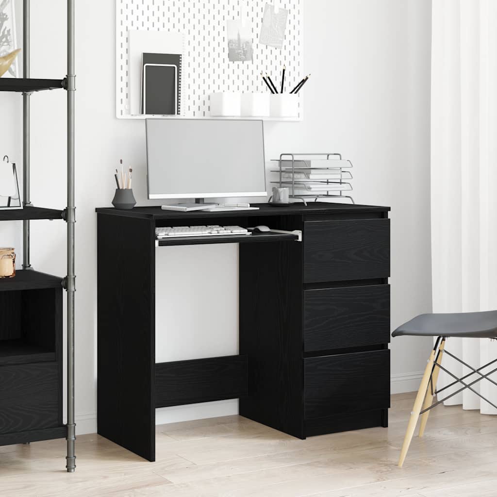 Bureau 90x45x76 cm spaanplaat zwart eikenkleurig is nu te koop bij PeponiXL, paradijselijk wonen!