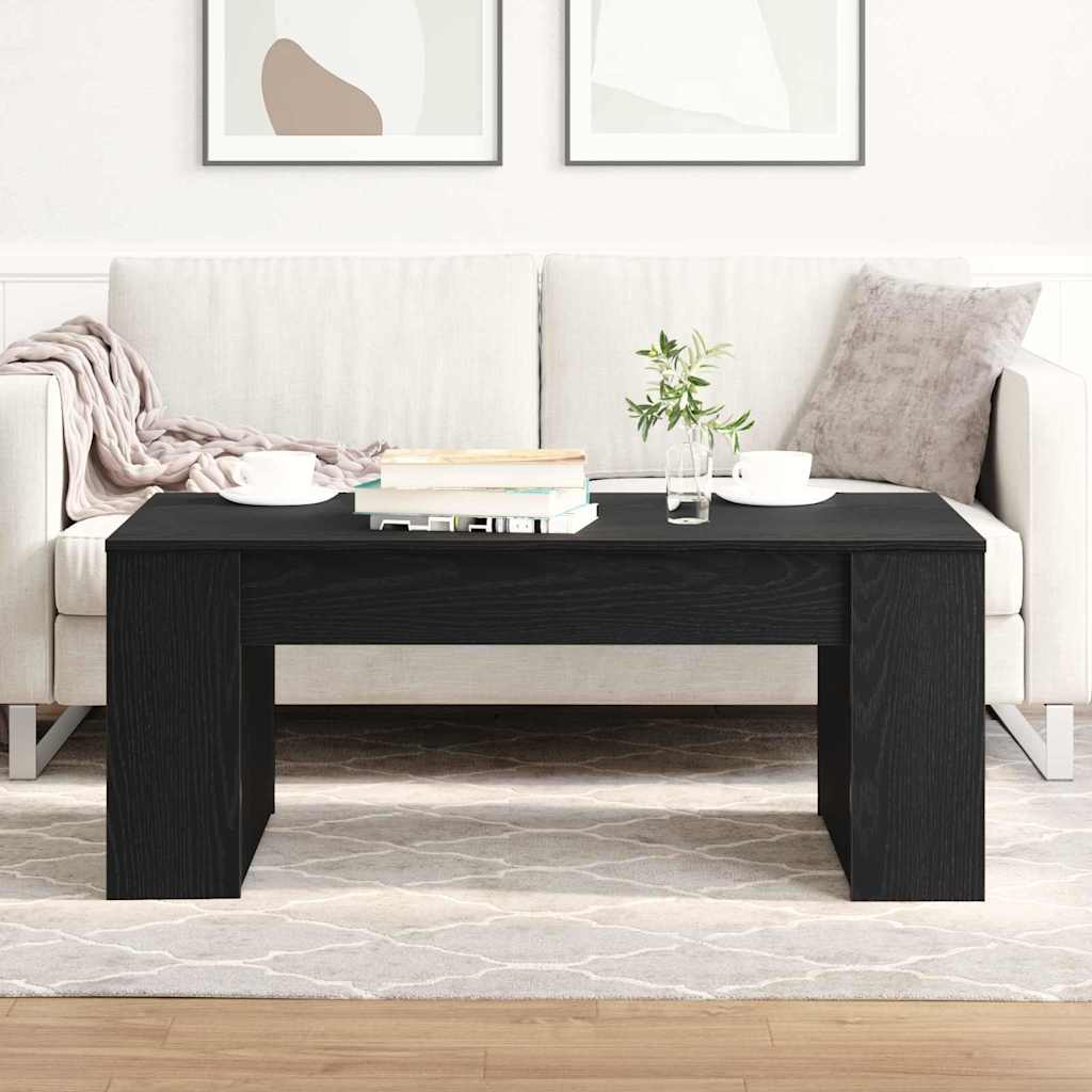 Salontafel Zwart Eiken 102 x 55 x 42 cm Bewerkt hout is nu te koop bij PeponiXL, paradijselijk wonen!