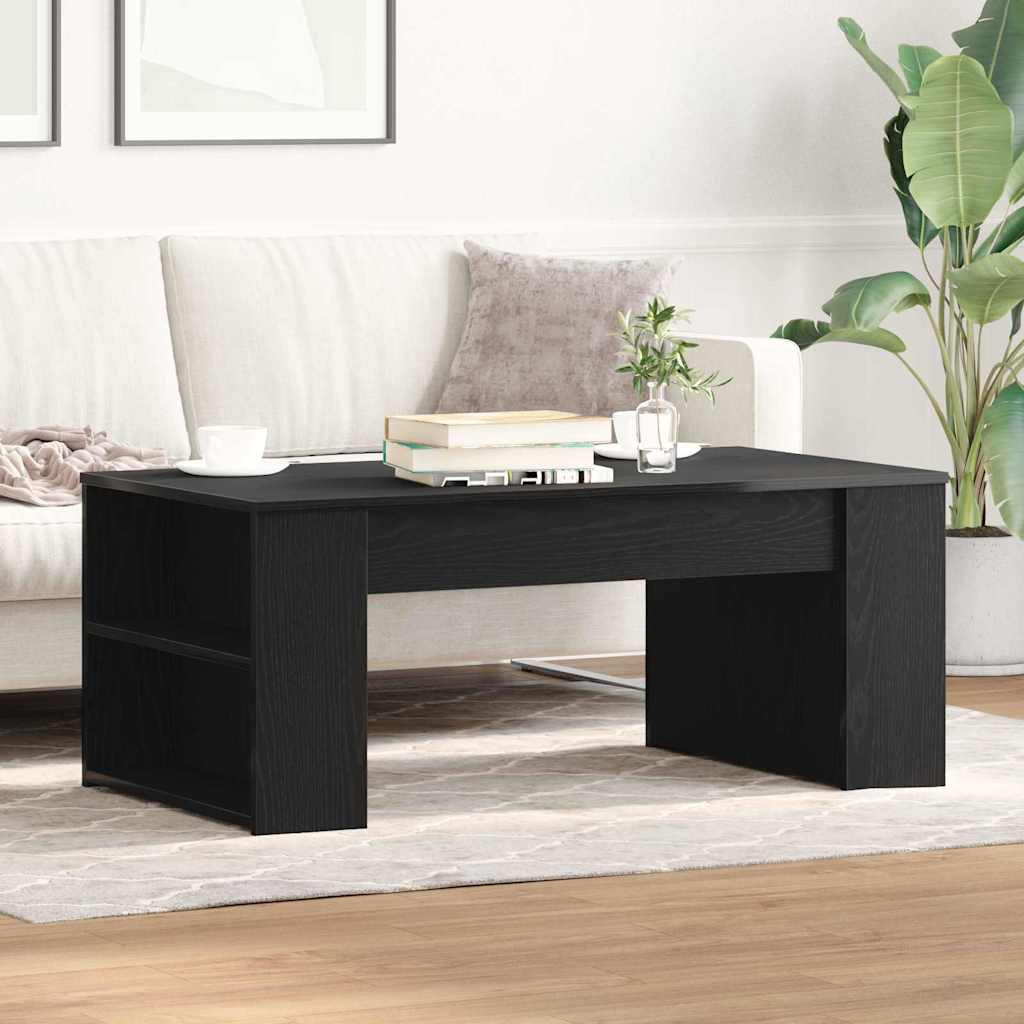 Salontafel Zwart Eiken 102 x 55 x 42 cm Bewerkt hout is nu te koop bij PeponiXL, paradijselijk wonen!