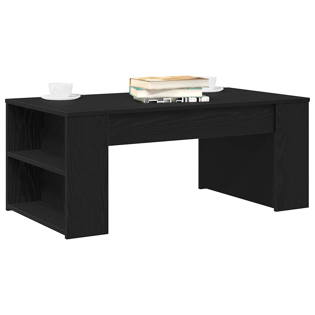 Salontafel Zwart Eiken 102 x 55 x 42 cm Bewerkt hout is nu te koop bij PeponiXL, paradijselijk wonen!