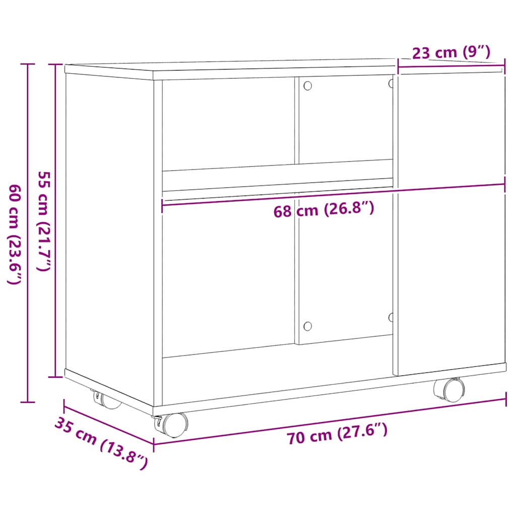 Bijzettafel zwart eiken 70x35x60 cm bewerkt hout is nu te koop bij PeponiXL, paradijselijk wonen!