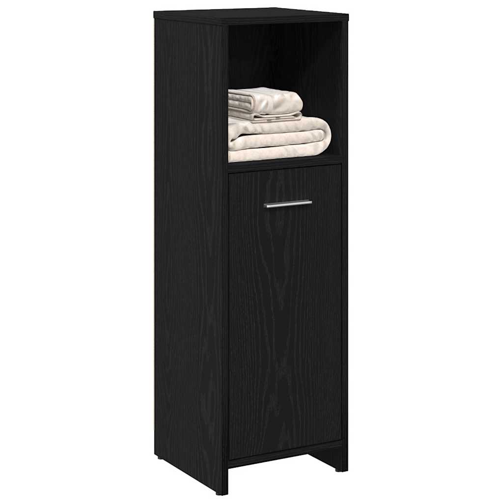 Badkamerkast Zwart Eiken 30x30x95 cm Bewerkt Hout is nu te koop bij PeponiXL, paradijselijk wonen!