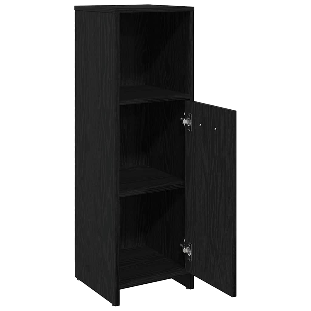 Badkamerkast Zwart Eiken 30x30x95 cm Bewerkt Hout is nu te koop bij PeponiXL, paradijselijk wonen!