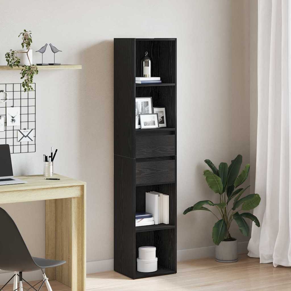 Boekenkast Zwart Eiken 36 x 30 x 171 cm Bewerkt hout is nu te koop bij PeponiXL, paradijselijk wonen!