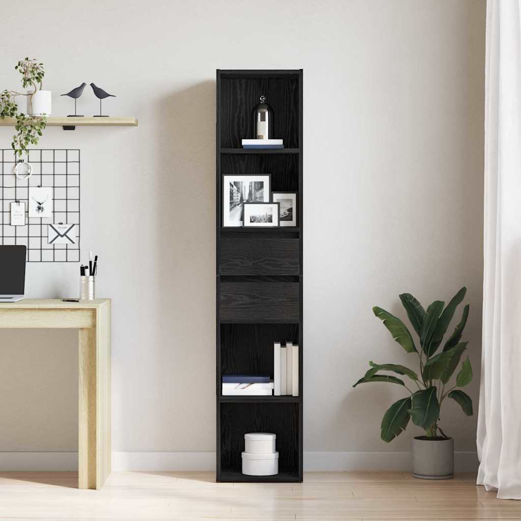 Boekenkast Zwart Eiken 36 x 30 x 171 cm Bewerkt hout is nu te koop bij PeponiXL, paradijselijk wonen!