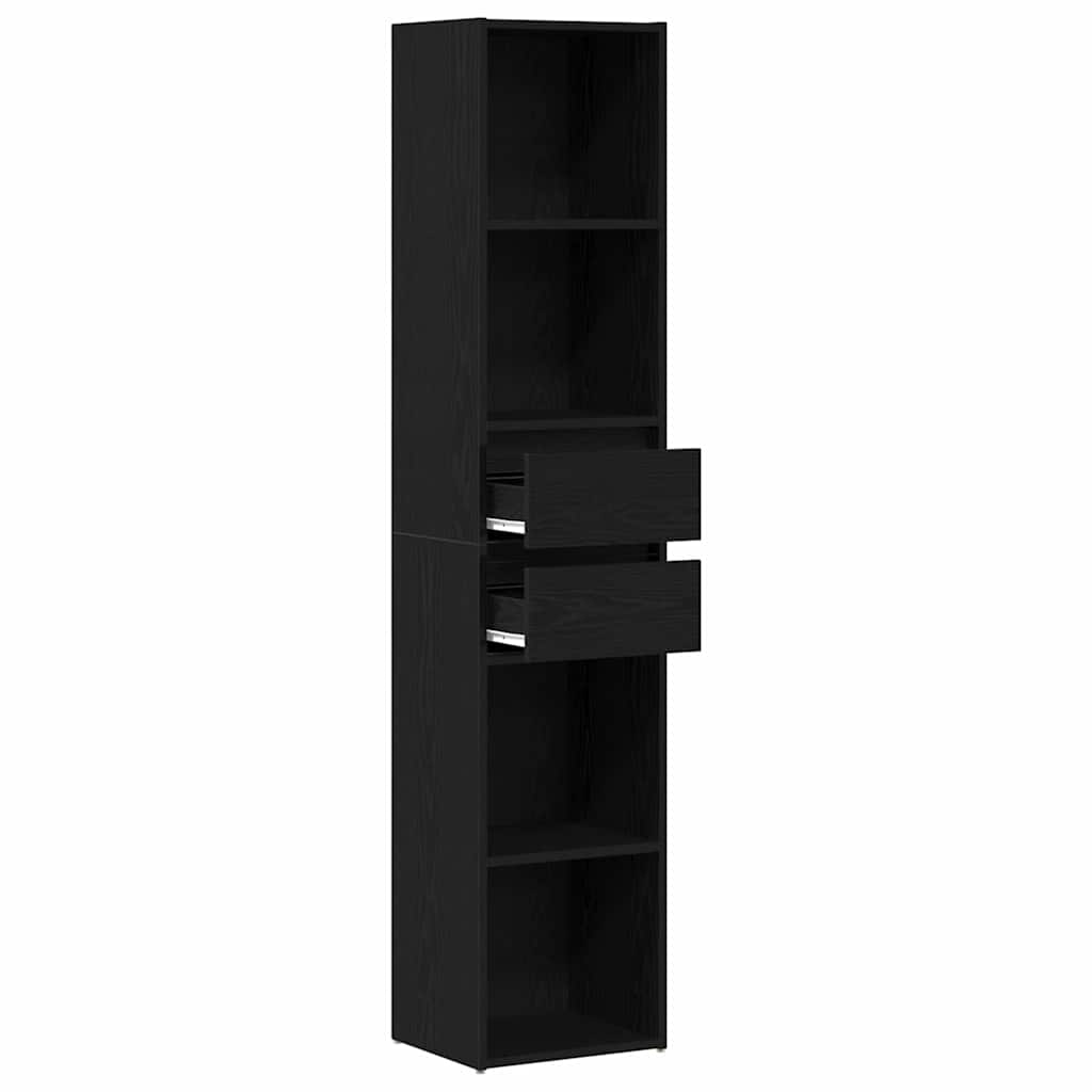 Boekenkast Zwart Eiken 36 x 30 x 171 cm Bewerkt hout is nu te koop bij PeponiXL, paradijselijk wonen!