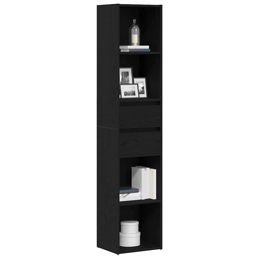Boekenkast Zwart Eiken 36 x 30 x 171 cm Bewerkt hout is nu te koop bij PeponiXL, paradijselijk wonen!