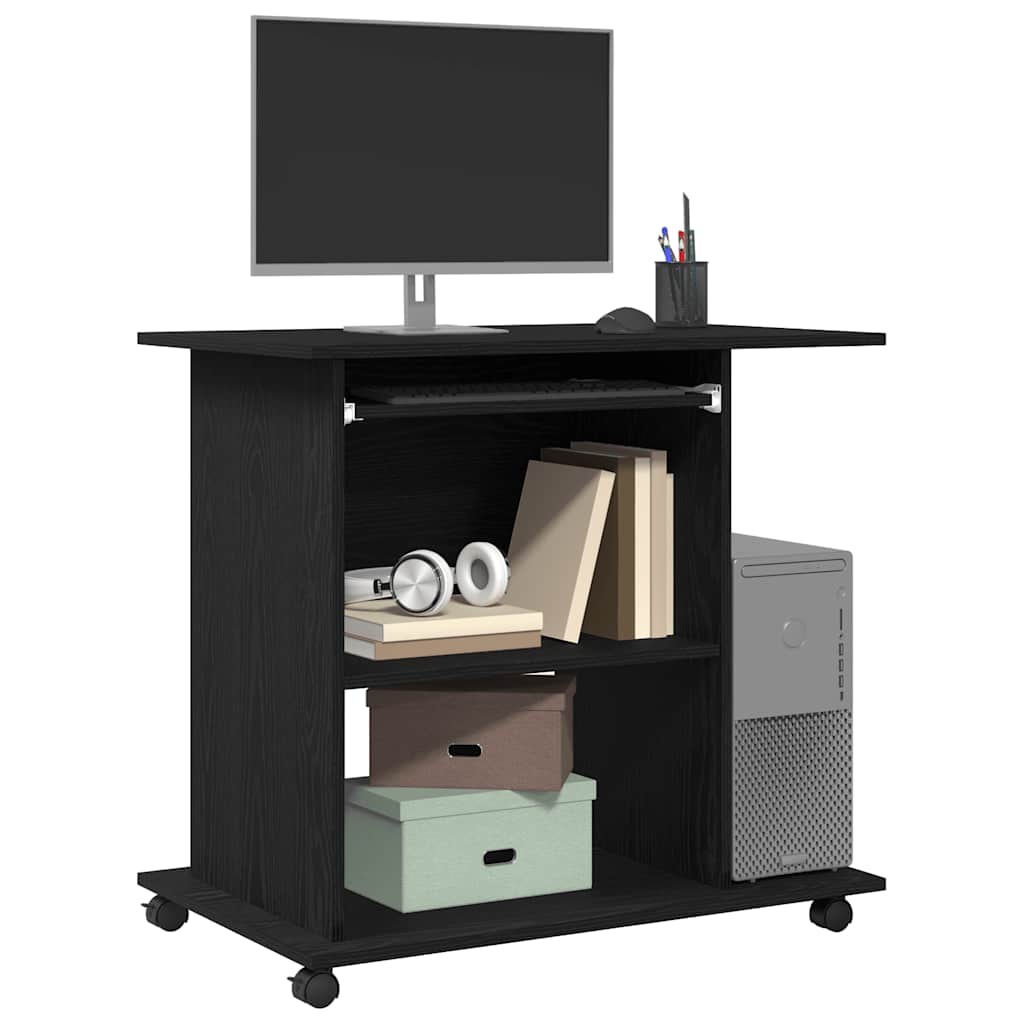 Computerbureau Zwart Eiken 80x50x75 cm Bewerkt Hout is nu te koop bij PeponiXL, paradijselijk wonen!