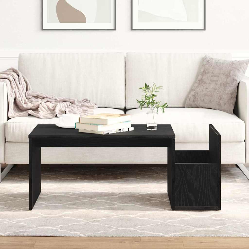 Salontafel Zwart Eiken 90 x 45 x 35 cm Bewerkt hout is nu te koop bij PeponiXL, paradijselijk wonen!