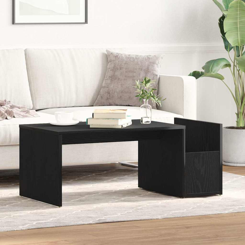 Salontafel Zwart Eiken 90 x 45 x 35 cm Bewerkt hout is nu te koop bij PeponiXL, paradijselijk wonen!