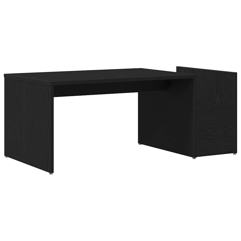 Salontafel Zwart Eiken 90 x 45 x 35 cm Bewerkt hout is nu te koop bij PeponiXL, paradijselijk wonen!