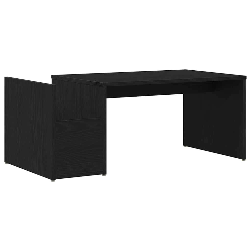 Salontafel Zwart Eiken 90 x 45 x 35 cm Bewerkt hout is nu te koop bij PeponiXL, paradijselijk wonen!