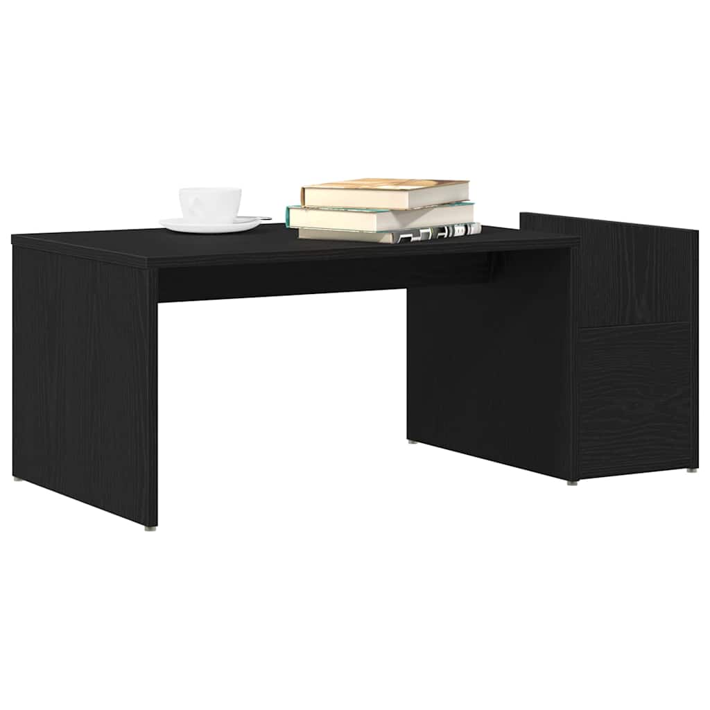 Salontafel Zwart Eiken 90 x 45 x 35 cm Bewerkt hout is nu te koop bij PeponiXL, paradijselijk wonen!