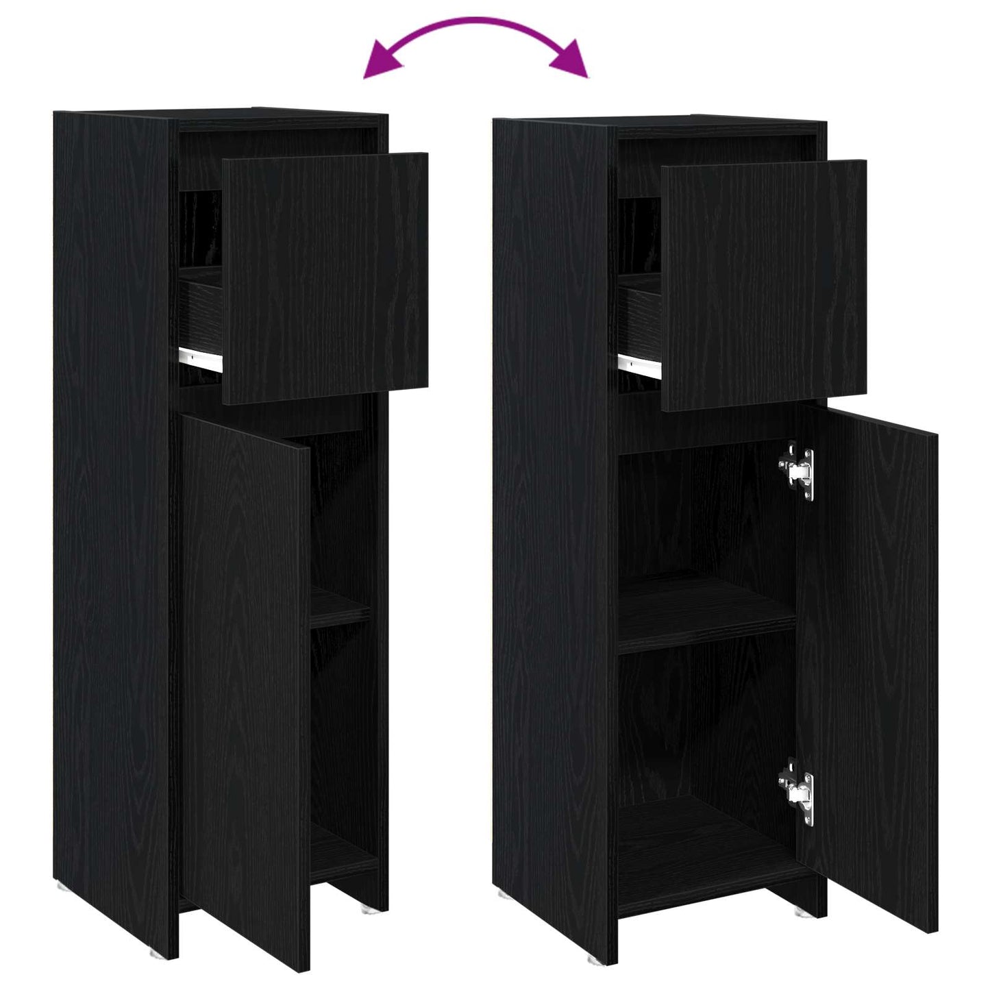 Badkamer Kast met lade Zwart Eiken 30 x 30 x 95 cm Bewerkt hout is nu te koop bij PeponiXL, paradijselijk wonen!