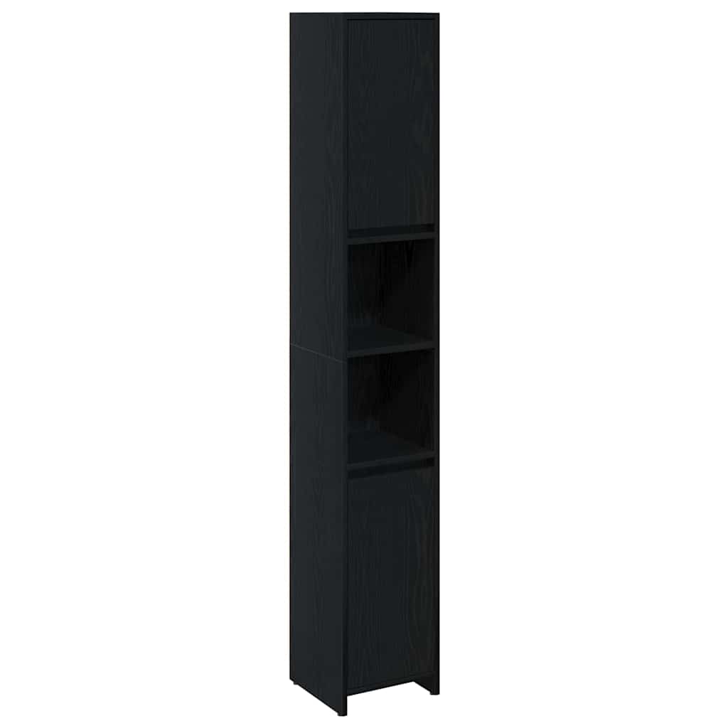 Badkamer Kast Zwart Eiken 30 x 30 x 183,5 cm Bewerkt hout is nu te koop bij PeponiXL, paradijselijk wonen!