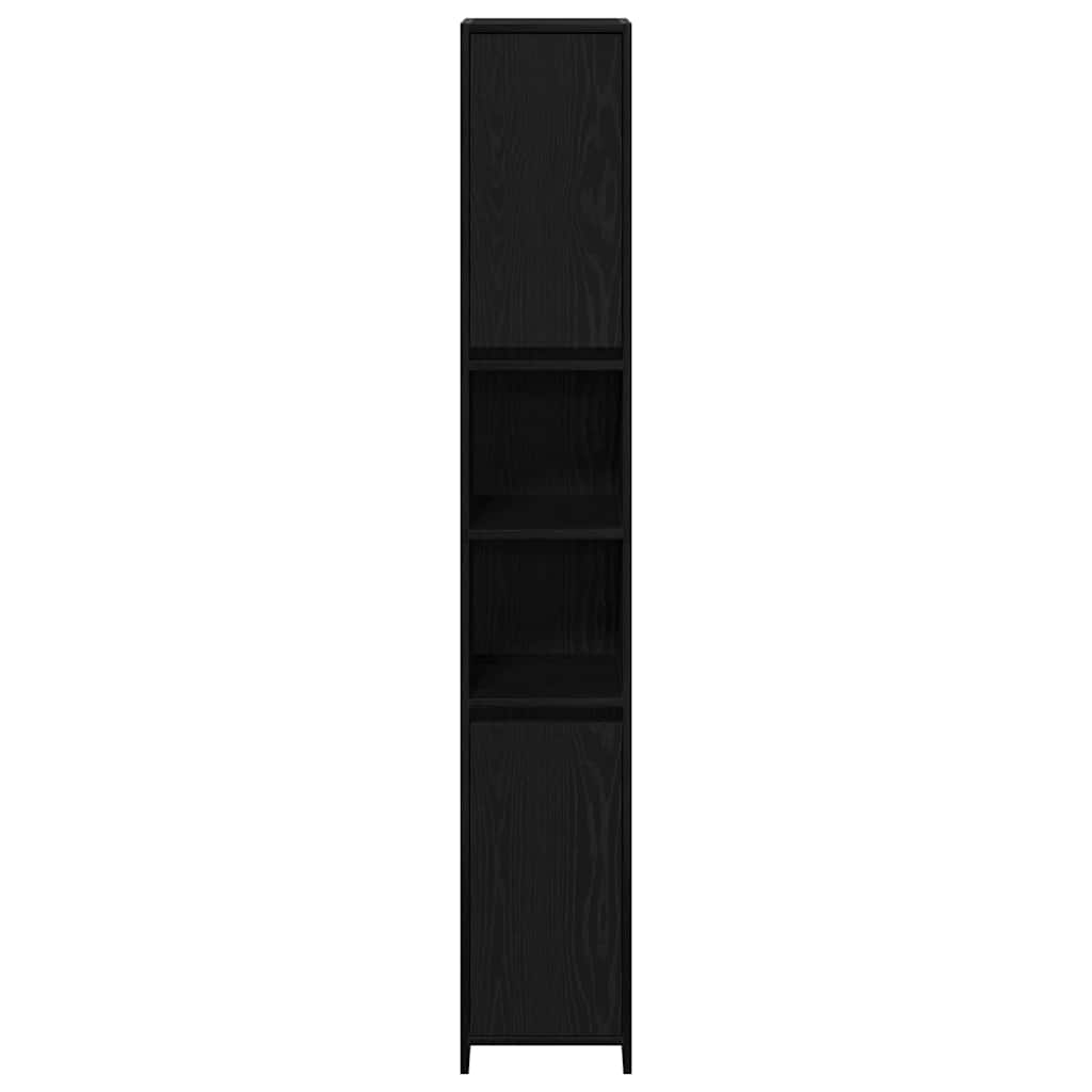 Badkamer Kast Zwart Eiken 30 x 30 x 183,5 cm Bewerkt hout is nu te koop bij PeponiXL, paradijselijk wonen!