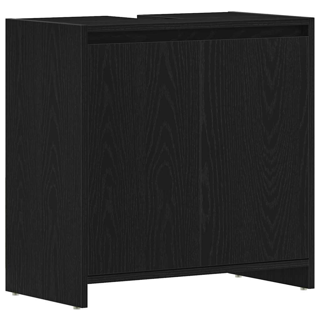 Badkamerkast 60x33x60 cm spaanplaat zwart eikenkleurig is nu te koop bij PeponiXL, paradijselijk wonen!