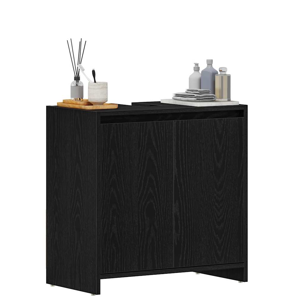 Badkamerkast 60x33x60 cm spaanplaat zwart eikenkleurig is nu te koop bij PeponiXL, paradijselijk wonen!