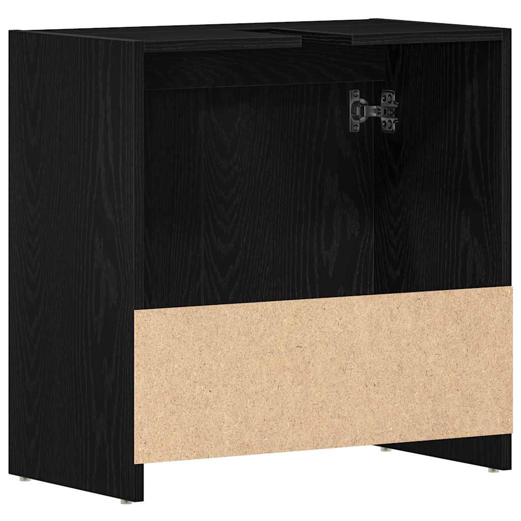 Badkamerkast 60x33x60 cm spaanplaat zwart eikenkleurig is nu te koop bij PeponiXL, paradijselijk wonen!
