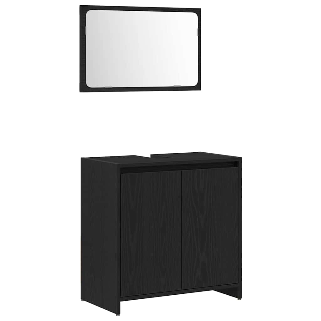 Badkamer Kast Zwart Eiken 60 x 33 x 60 cm Bewerkt hout is nu te koop bij PeponiXL, paradijselijk wonen!